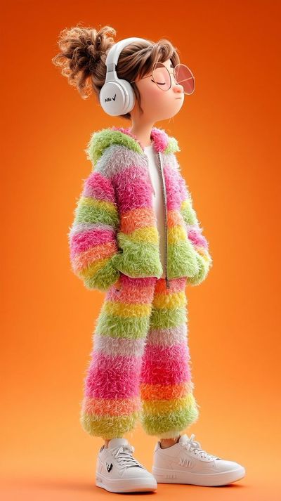 Vibrant Cartoon Confidence in 3D