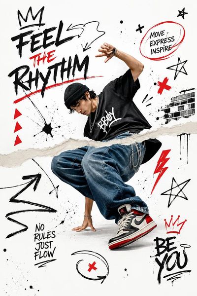 A rebellious skateboarder stands in a graffiti-covered studio