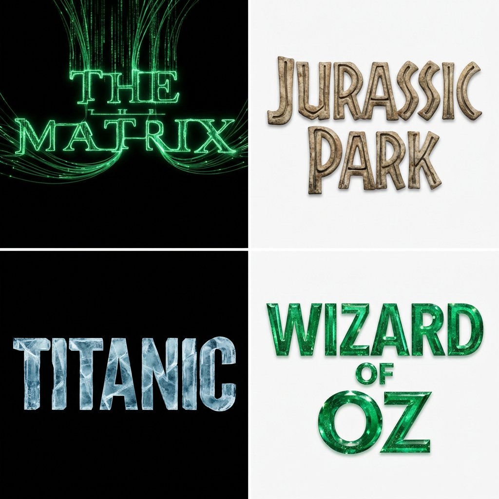 Materialized Typography: Four Films Reimagined as Physical Textures