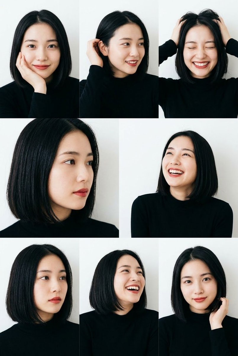 Expressive Portrait Grid Captures Every Shade of Her Smile