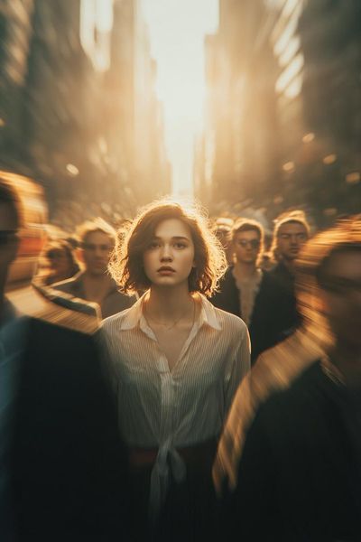 Frozen in the Flow: A Portrait of Solitude in the Urban Rush