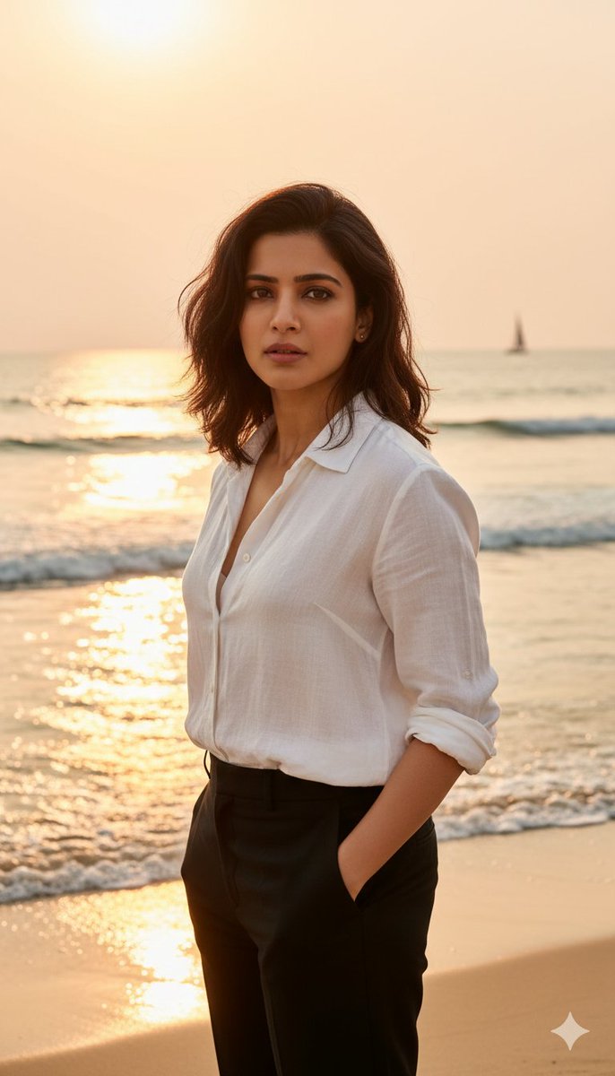 Golden Hour Serenity: Beachside Portrait