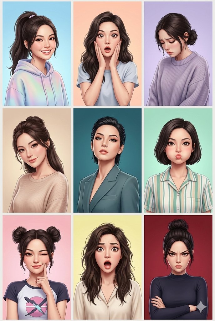 Nine Faces of Emotion: A 3D Cartoon Journey