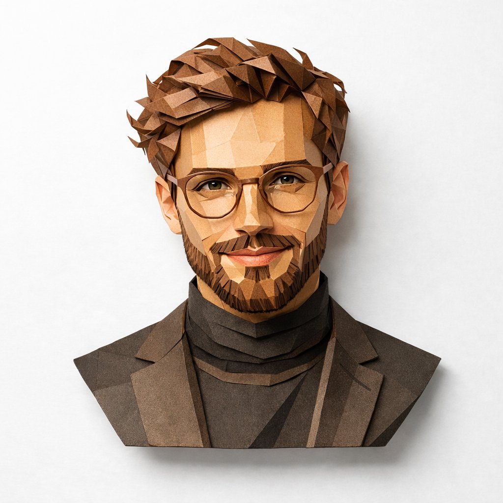 Geometric Elegance: Papercraft Portrait Masterpiece