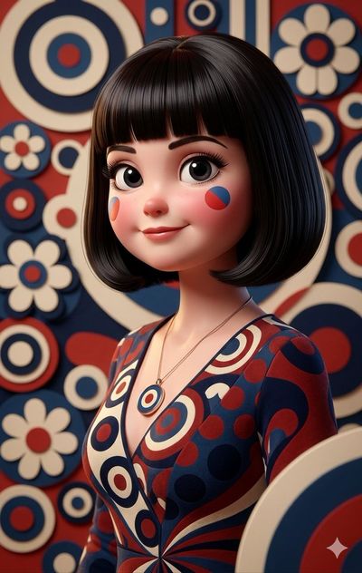 3D Mod Pop Art Portrait of a Retro Woman