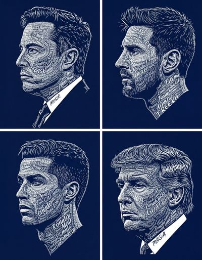 A Typographic Portrait in White & Navy Blue