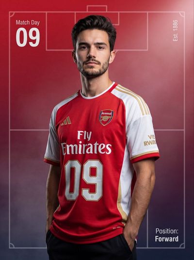 Premium Football Portrait with Modern Jersey Flair