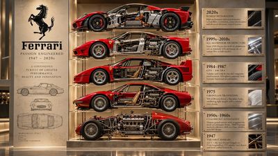 Layered Automotive Heritage Cross-Section Reveals Decades of Design Evolution