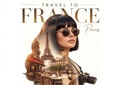 Parisian Double Exposure Travel Poster – Golden Hour Editorial