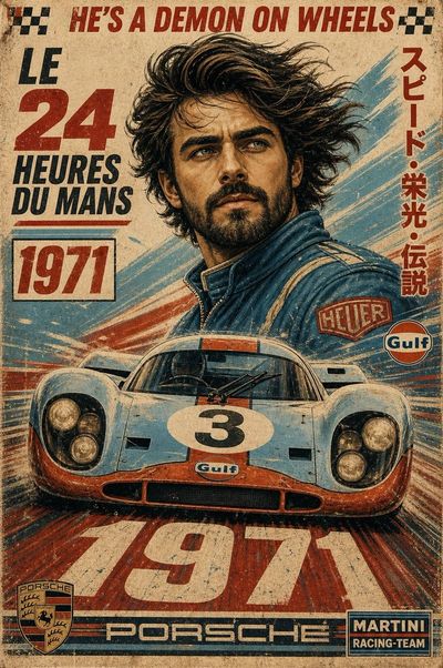 Revving Up Vintage: The Thrill of 1970s Racing Art