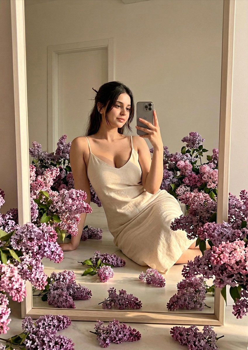Reflective Serenity Amidst Lilac Blooms