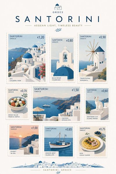 A minimalist stamp sheet celebrates Tokyo's landmarks and culture