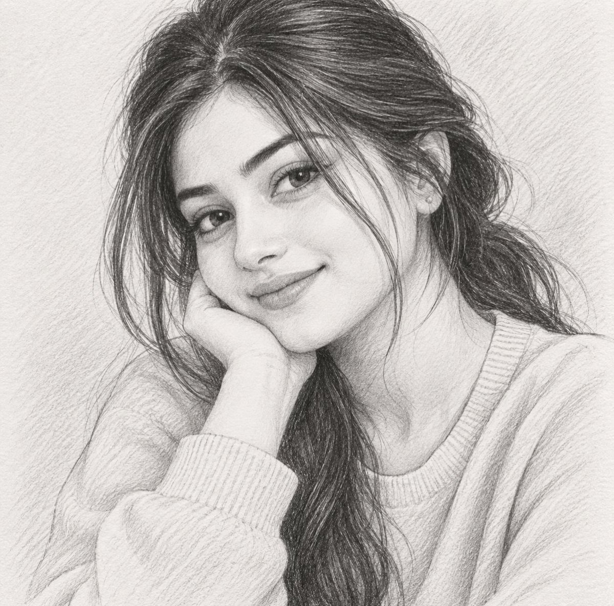 Hyperrealistic Graphite Portrait Captures a Young Woman's Gentle Smile