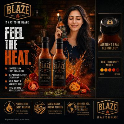 Fiery habanero hot sauce bottle held by smiling chef in warm kitchen