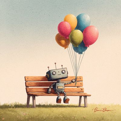 Balancing Joy: A Robot's Colorful Adventure