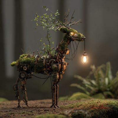 Mystical Mechanical Guardian of the Night Forest