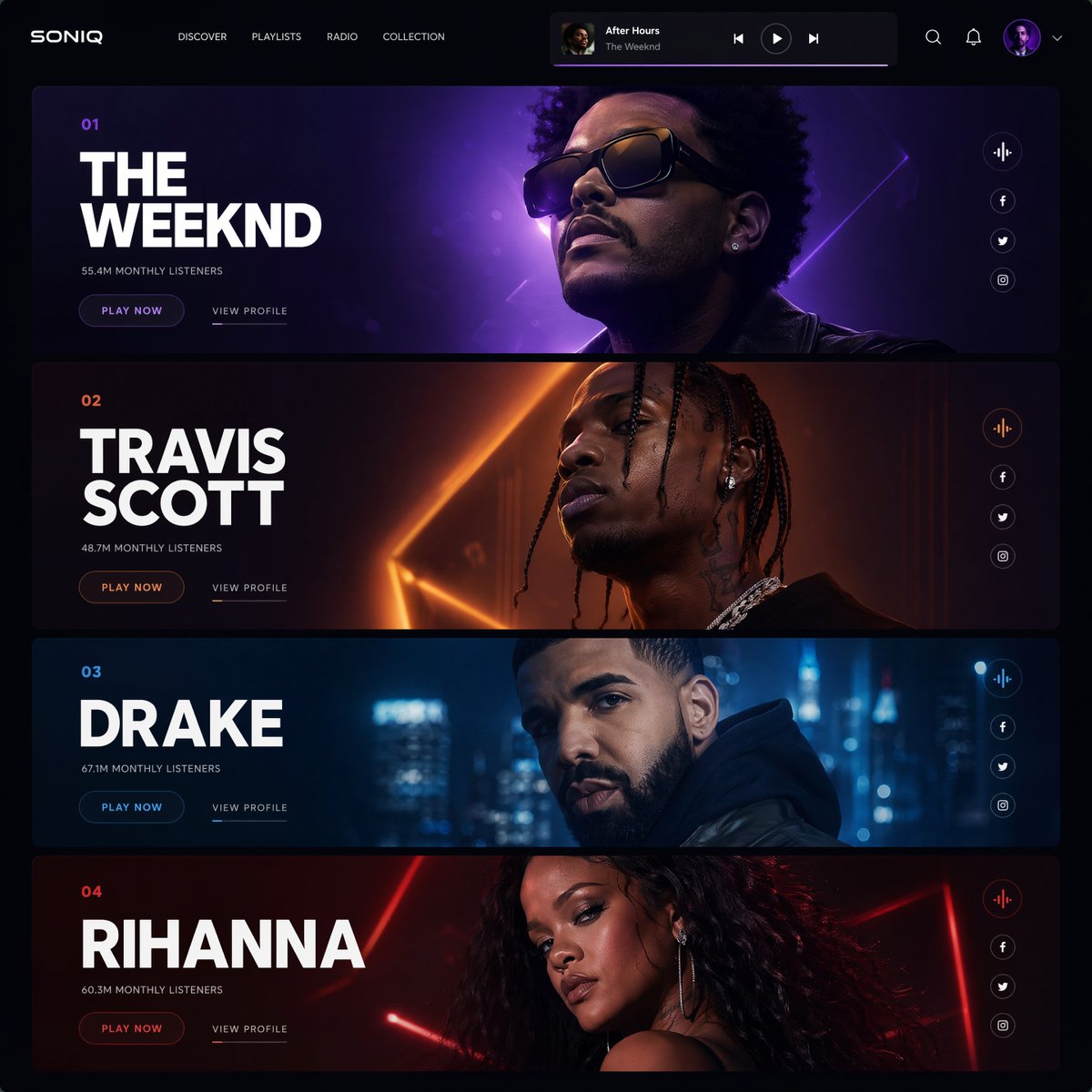 Futuristic Music Streaming UI: A Cyberpunk Showcase