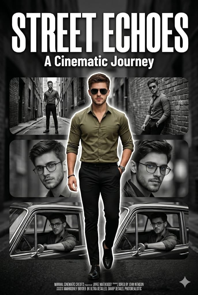 A confident South Asian man walks through moody urban streets