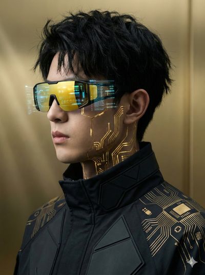 Futuristic Cyberpunk Portrait: High-Tech Fashion Meets Sci-Fi Elegance