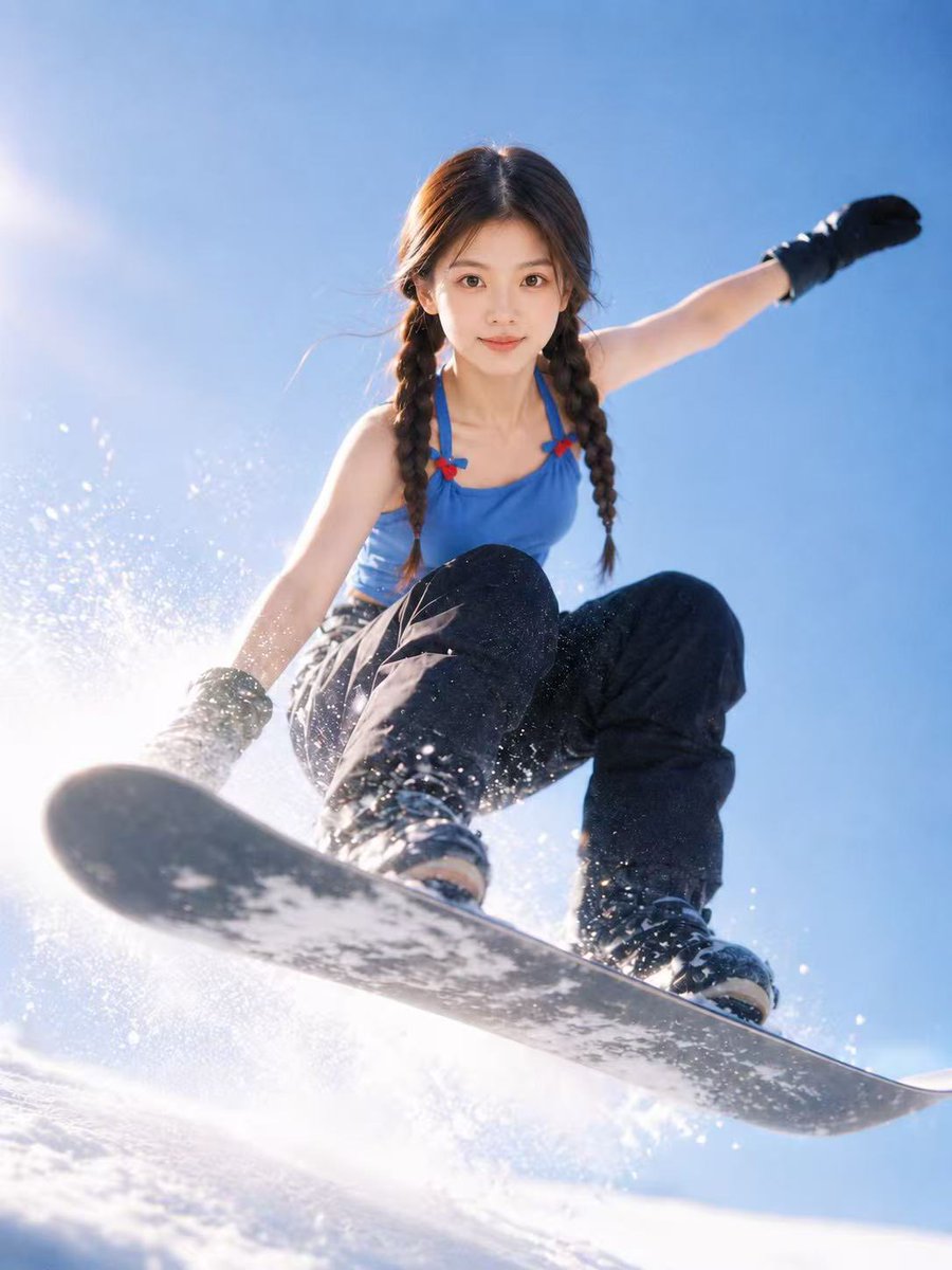 Snowboarder launches high above bright snow in cinematic action shot