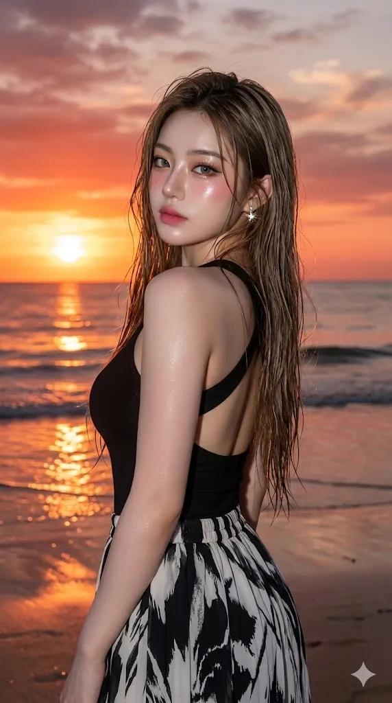 Sunset Elegance: Beach Beauty in Ultra-Realistic Detail