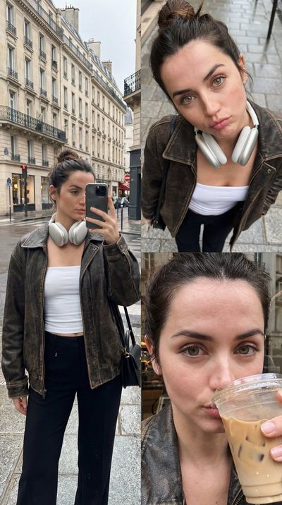 Ana de Armas in a Casual, Urban Triptych