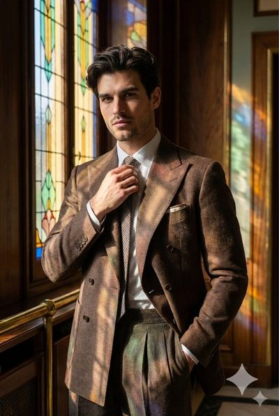 Timeless Elegance: Retro Suit in Stained-Glass Light