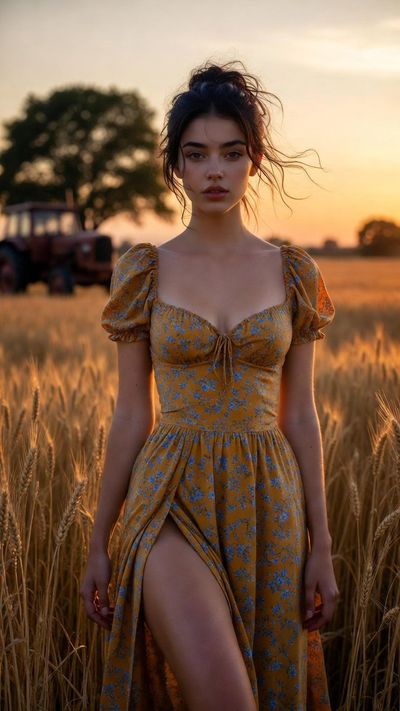 Golden Hour Elegance: A Cinematic Portrait in a Wheat Field