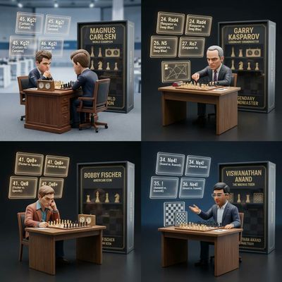 Chess Legends in Focus: A 3D Diorama of Grandmaster Strategy