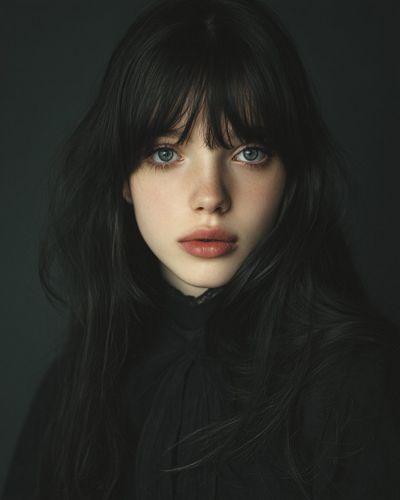 Ice-Blue Gaze in Velvet Noir