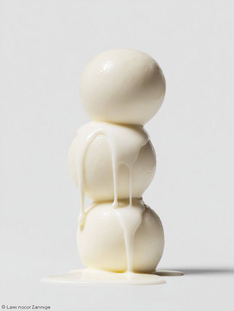 Macro stack of tomatoes, eggs, sweatshirt, and ice creams with liquid drips