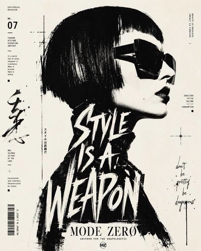 Side profile portrait with bold black ink and typography