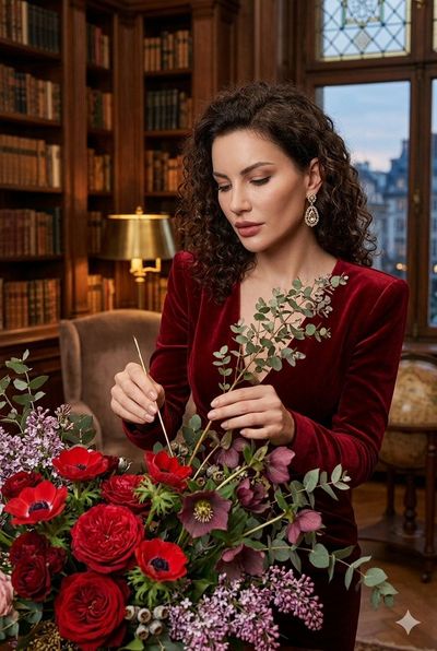 The Art of Floral Elegance in a Luxurious Library