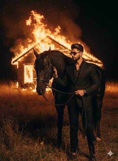 Calm Amidst Chaos: A Burning Elegance