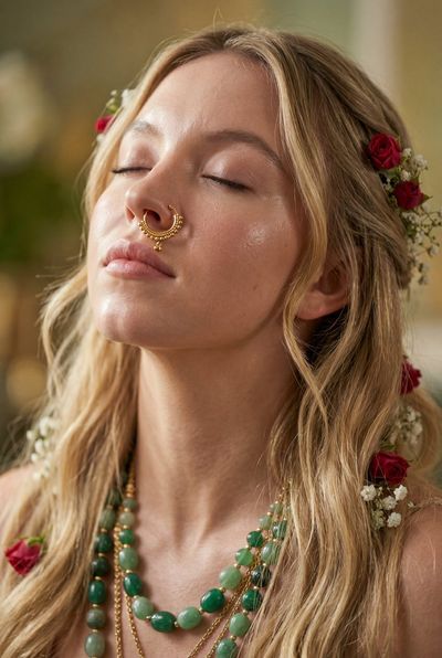 Sydney Sweeney in Hyper-Realistic Detail with Ethnic Elegance