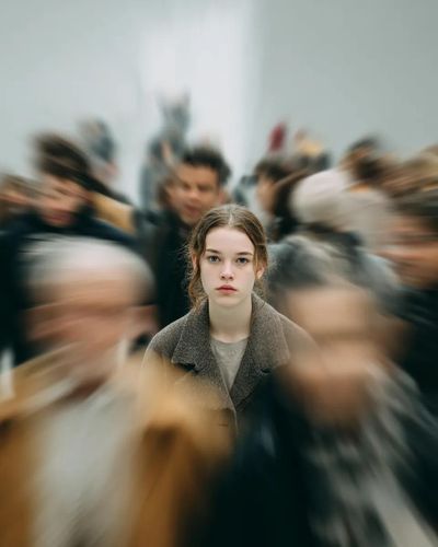 Frozen in Motion: A Portrait of Solitude Amidst Chaos