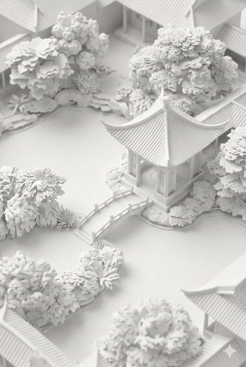 Elegance in White: A Chinese Garden Unveiled