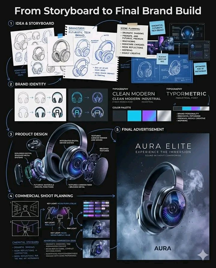 Futuristic Aura Elite headphones evolve from sketch to brand build