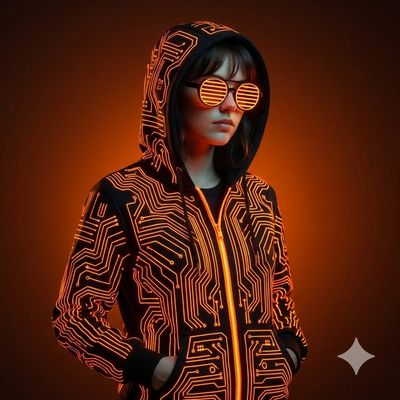 Futuristic Cyberpunk Portrait: Neon Glow Meets Cinematic Studio Lighting