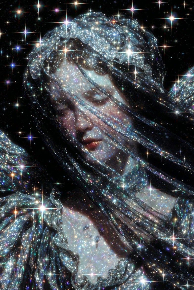 Celestial Veil of Stardust: A Mystical Portrait