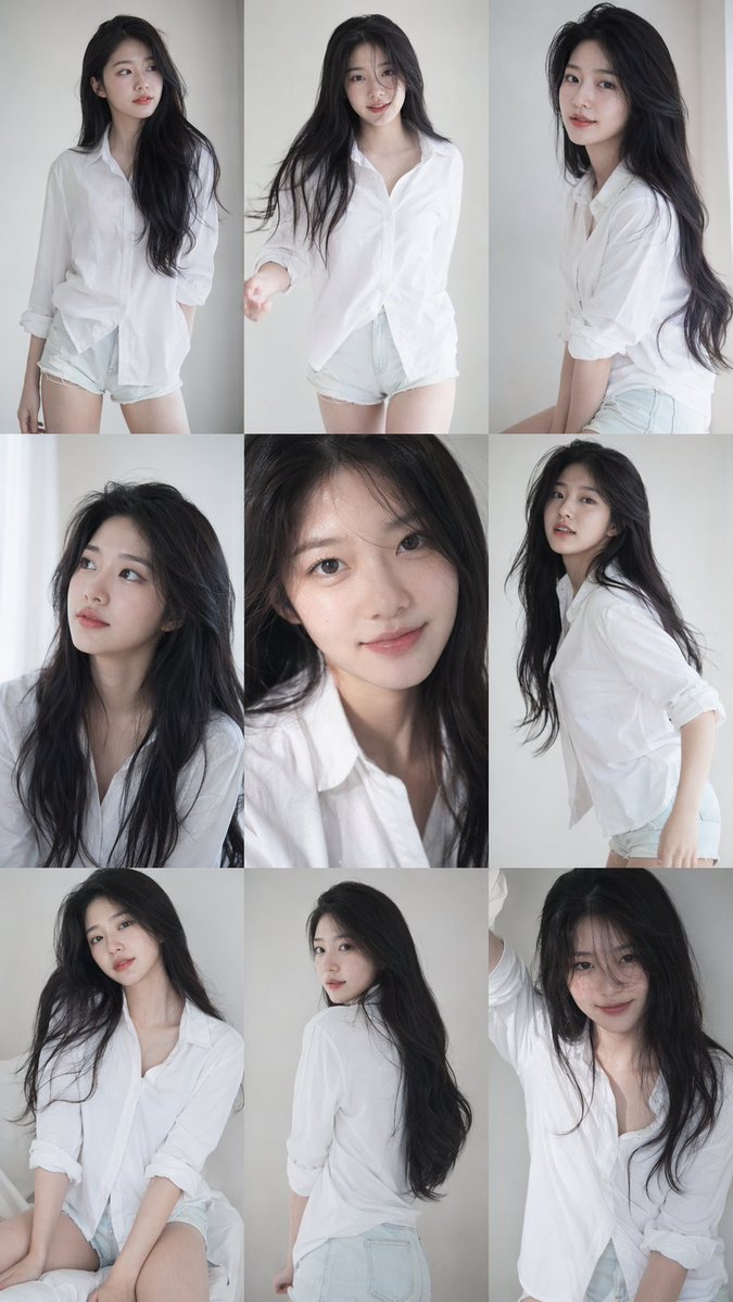 Capturing Idol Charm: 3x3 Grid Portrait