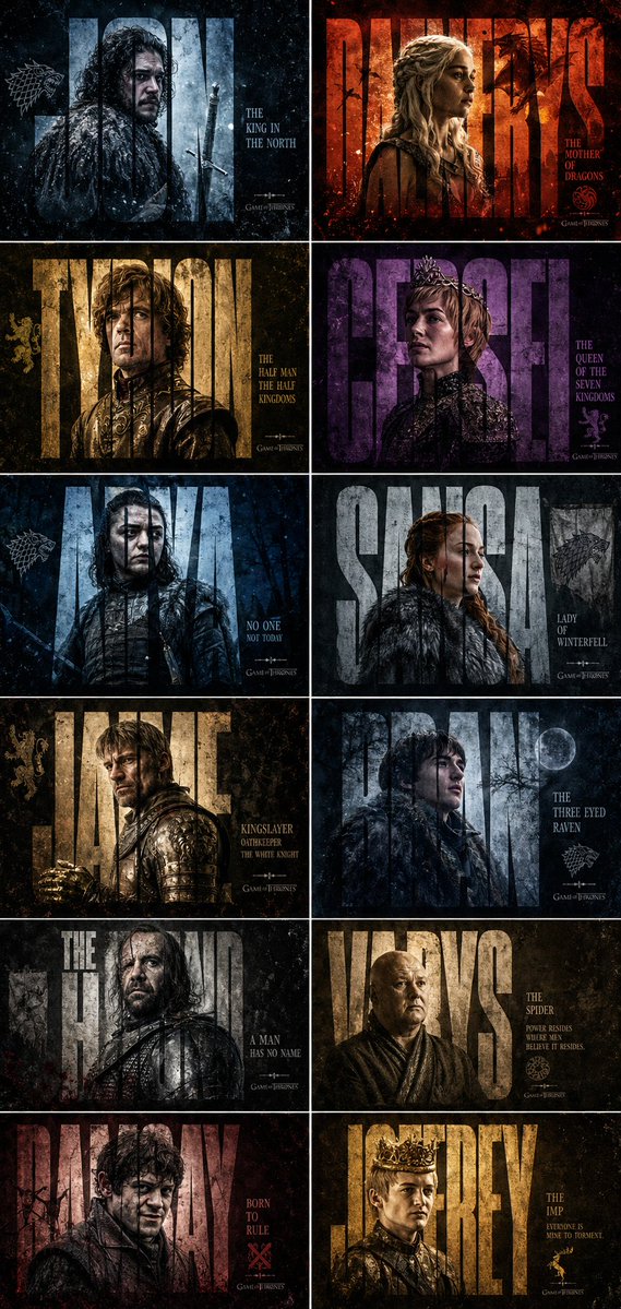 Epic Character Panels of Westeros