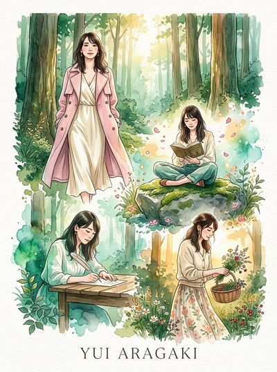 Enchanted Elegance: A Watercolor Tribute to Yui Aragaki