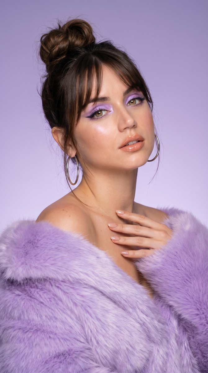 A confident dollface with lavender eyes poses in a fur wrap