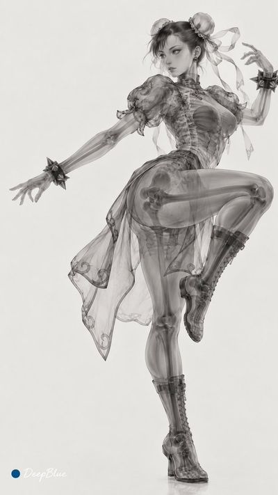 Anime Game Female Characters in X-ray Artistic Projection
