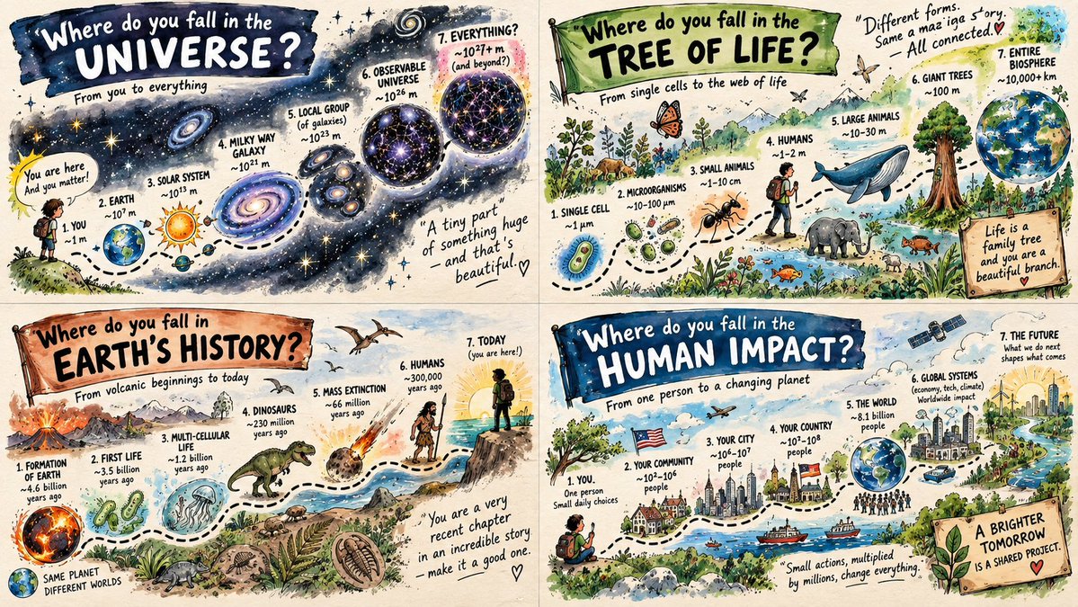 Hand-Drawn Sketchnote Timeline Shows Seven Exponential Scale Steps