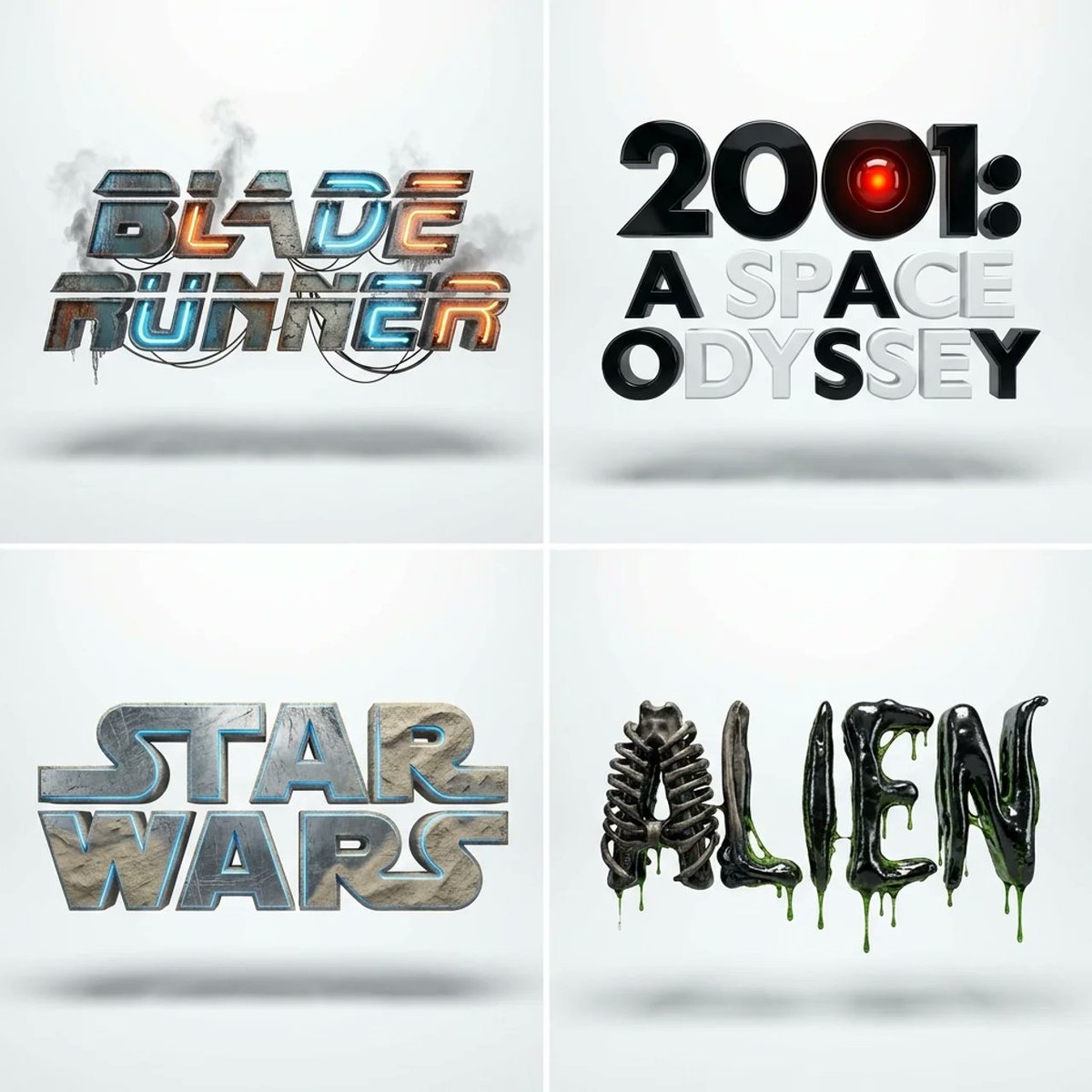 Floating typographic letters form a luxurious sci-fi movie poster