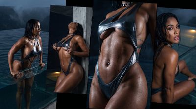 A chrome-clad figure emerges from dark water with icy lighting
