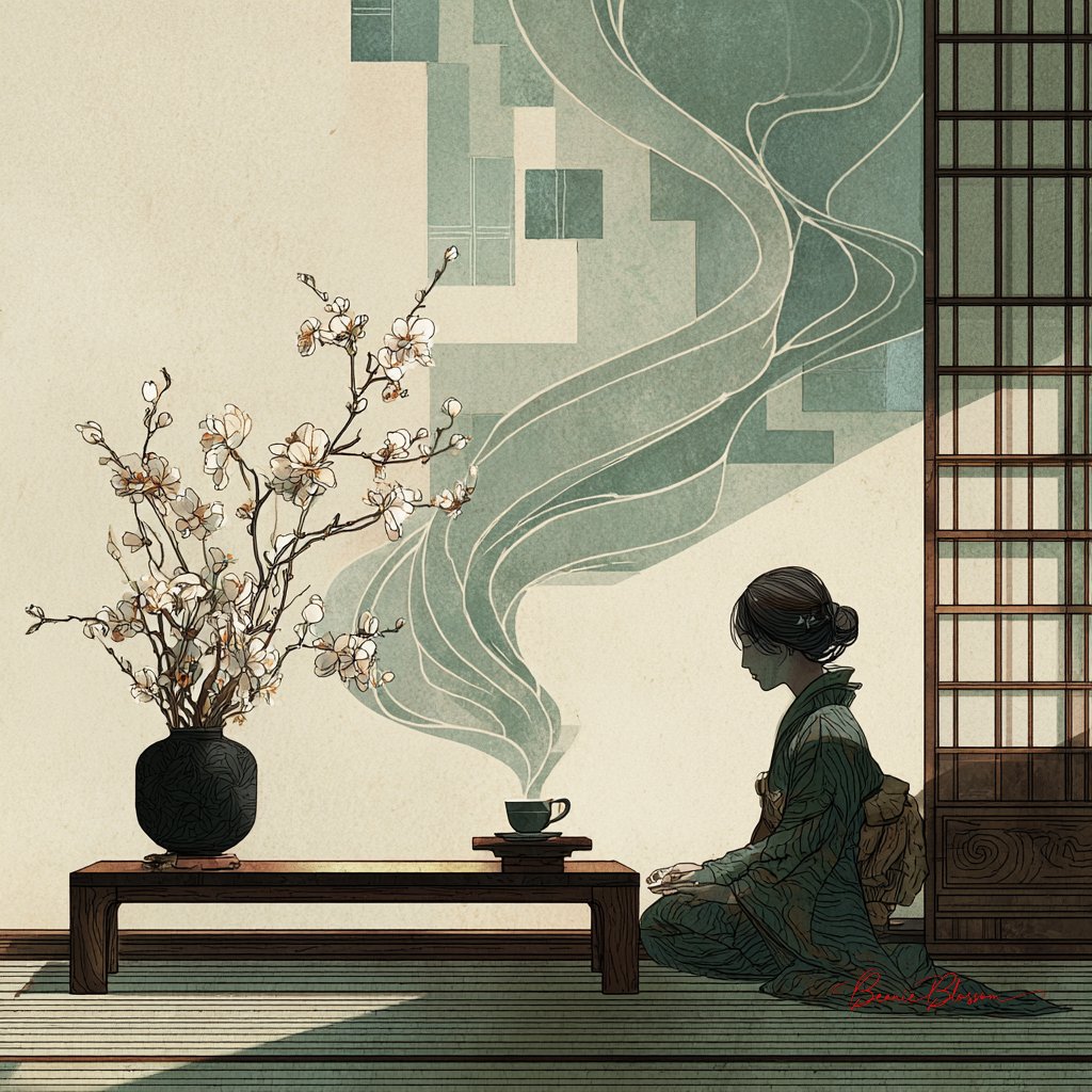 Serene Moments: Art Nouveau Elegance in a Japanese Tea Room