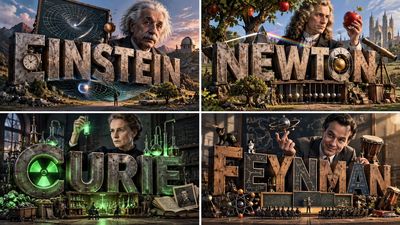 Four Famous Astronomers Shine in Monumental Typography Grid Layout